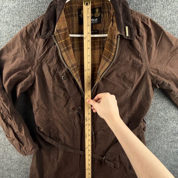 Barbour Newmarket Mac Waxed Jacket Women Full Zip Brown Size 8 US Lined - Picture 10 of 16